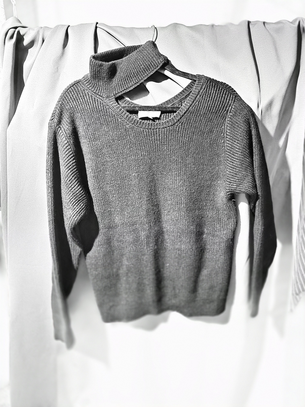 Wayf Black Cutout Turtleneck Knit Sweater - Women's
